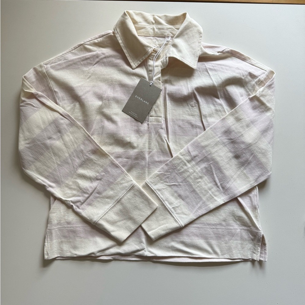 Purple and white striped long-sleeved rugby , NWT